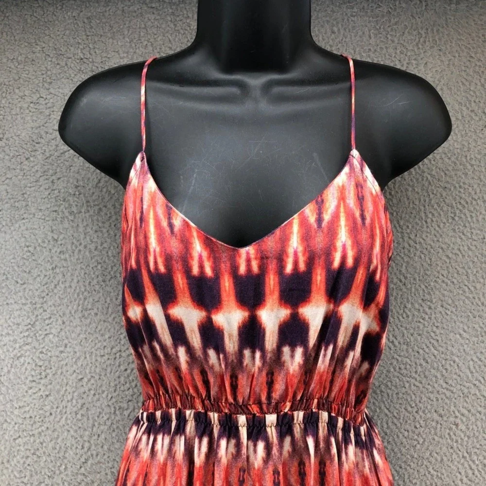 ViX Paula Hermanny Maxi Dress Womens Small Red‎ Purple Ikat Abstract Resort